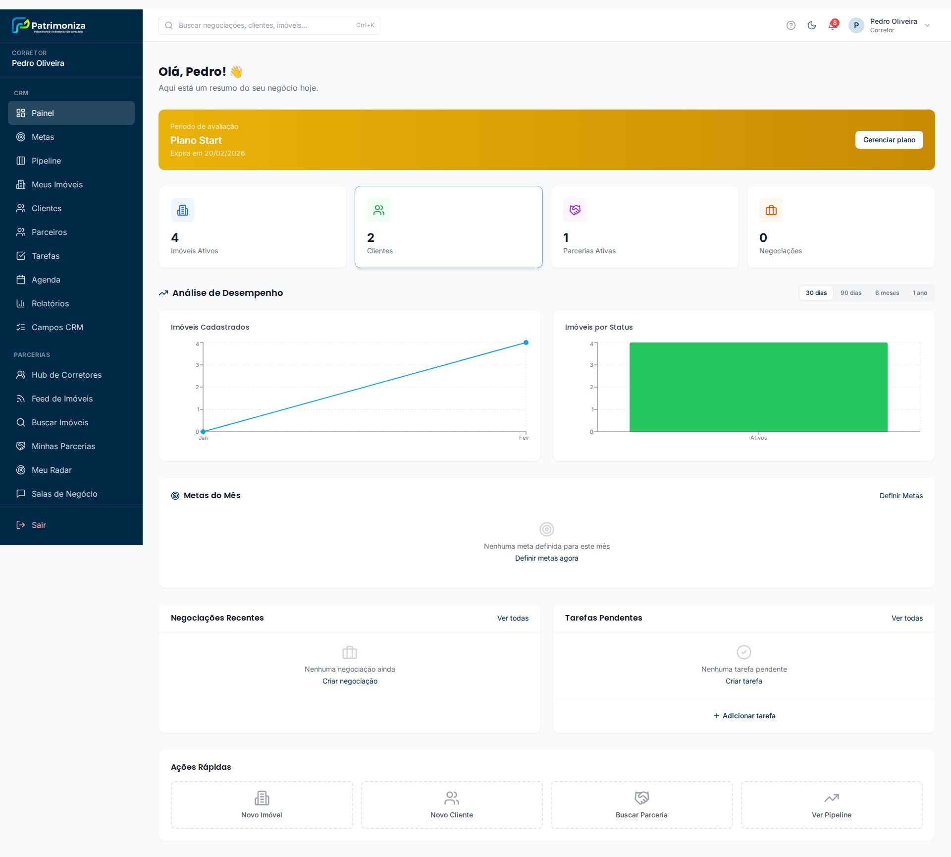Dashboard do Corretor